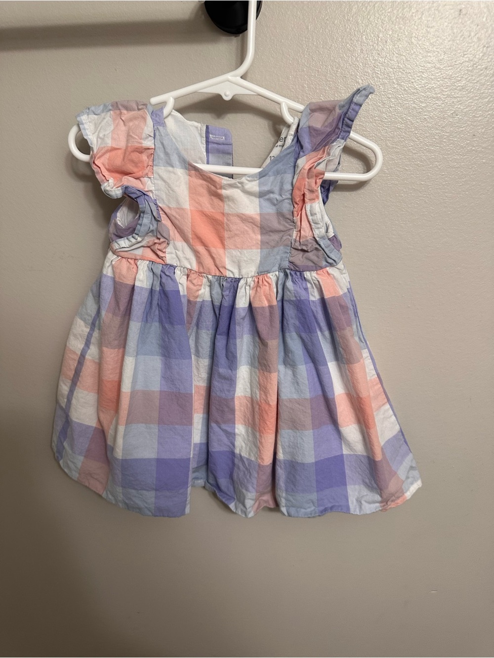 Carter's child of mine Pastel Plaid Flutter-Sleeve Dress - Pink & Purple